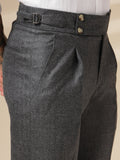 Grey Signature Buttoned Herringbone Gurkha Pants | Boot Cut Fit by Italian Vega®