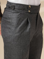 Grey Signature Buttoned Herringbone Gurkha Pants | Boot Cut Fit by Italian Vega®