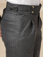 Grey Signature Buttoned Herringbone Gurkha Pants | Boot Cut Fit by Italian Vega®