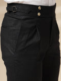 Black Linen Signature Buttoned Gurkha Pants | Boot Cut Fit by Italian Vega®
