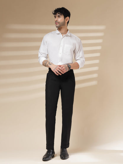 Black Signature Buttoned Linen Gurkha Pants | Boot Cut Fit by Italian Vega®