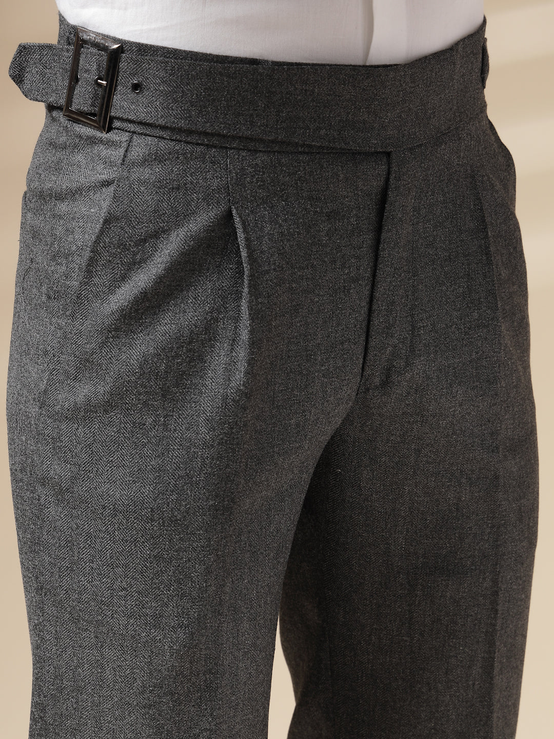 Grey Exotic Herringbone Gurkha Pants | Boot Cut Fit by Italian Vega® (Winter Warm)