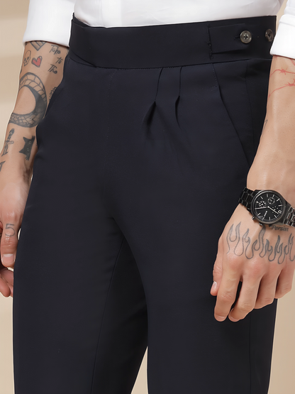 Navy Classic Buttoned Formal Gurkha Pants by ITALIAN VEGA®