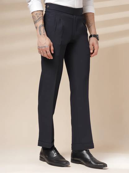 Navy Classic Buttoned Formal Gurkha Pants by ITALIAN VEGA®