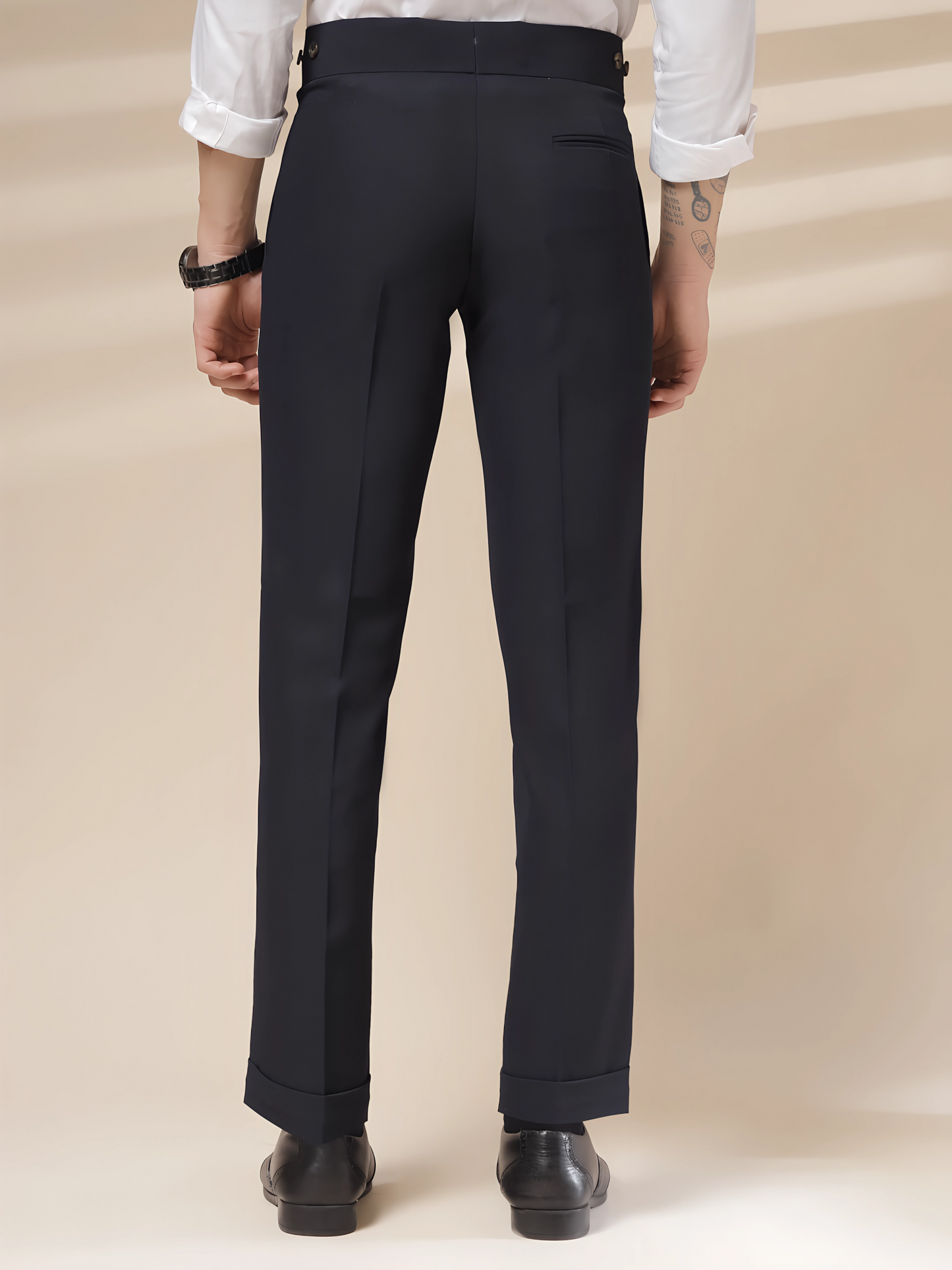 Navy Classic Buttoned Formal Gurkha Pants by ITALIAN VEGA®