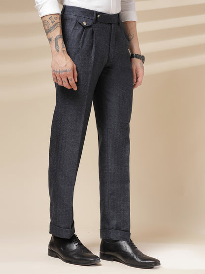 Navy Signature Flap Herringbone Gurkha Pants | Boot Cut Fit by Italian Vega® (Winter Warm)