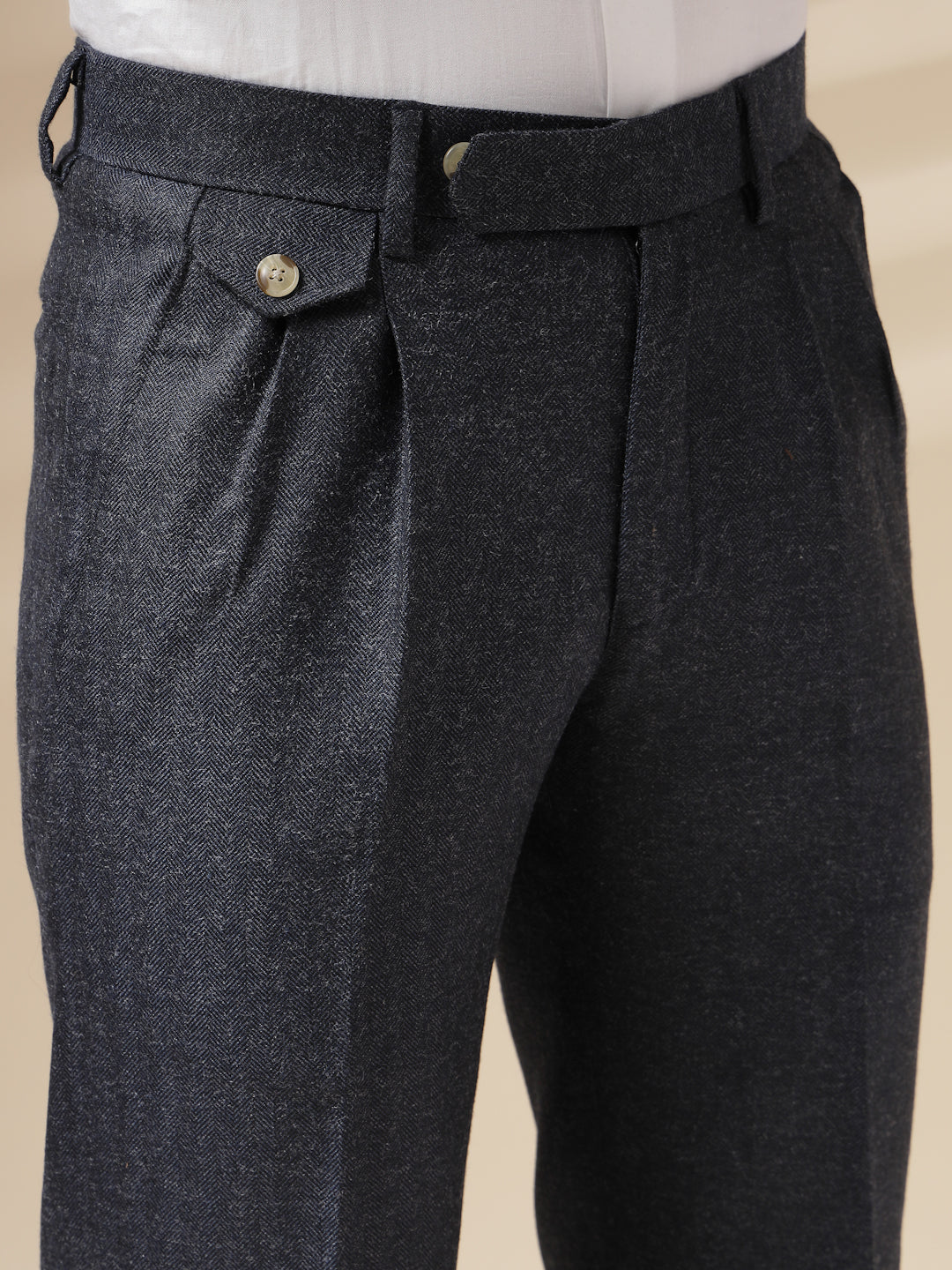 Navy Signature Flap Herringbone Gurkha Pants | Boot Cut Fit by Italian Vega® (Winter Warm)