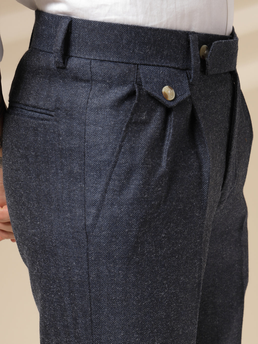 Navy Signature Flap Herringbone Gurkha Pants | Boot Cut Fit by Italian Vega®