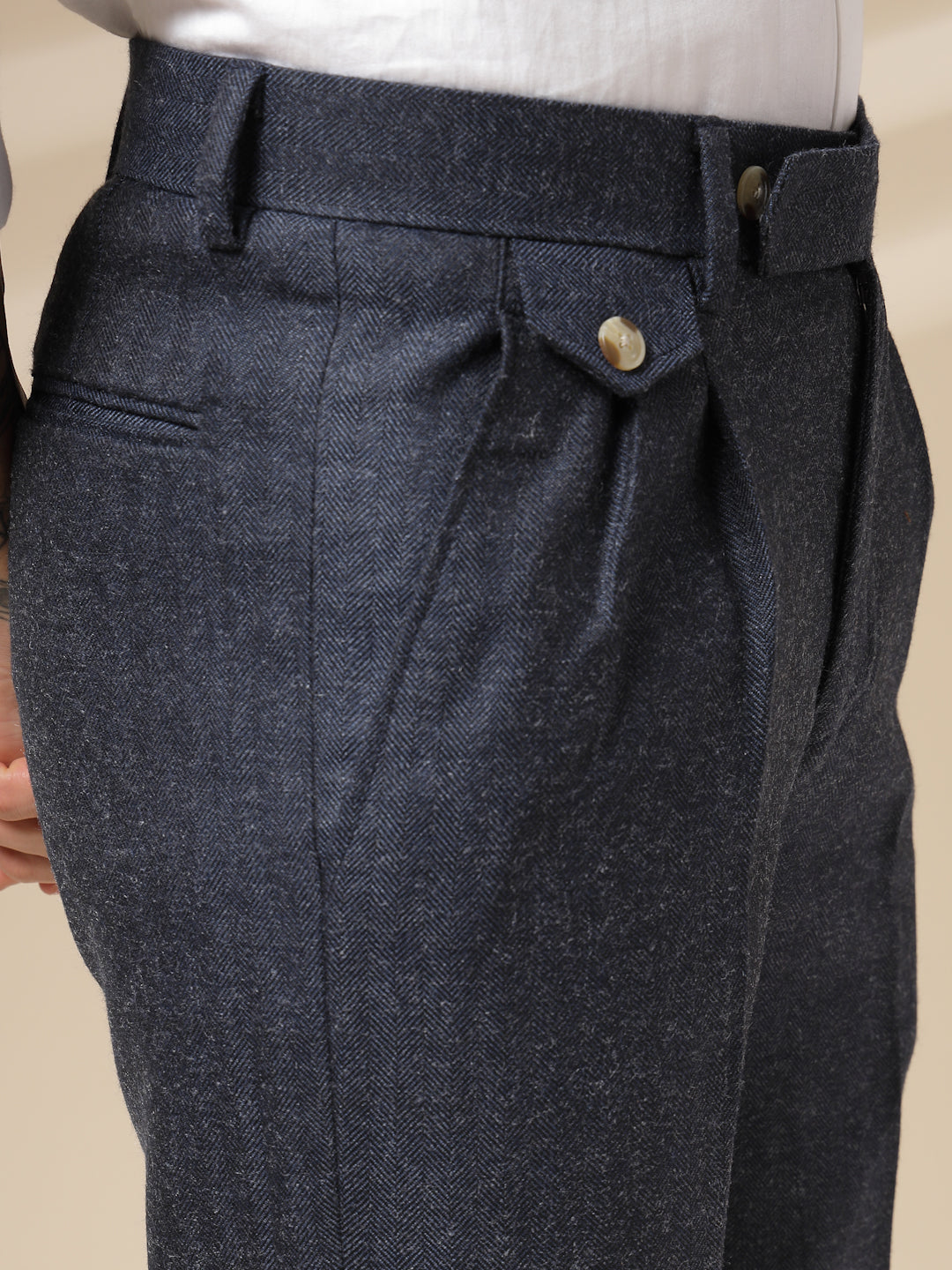 Navy Signature Flap Herringbone Gurkha Pants | Boot Cut Fit by Italian Vega® (Winter Warm)