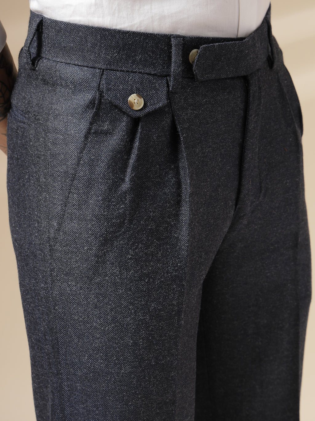 Navy Signature Flap Herringbone Gurkha Pants | Boot Cut Fit by Italian Vega®