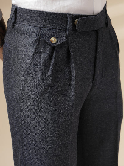 Navy Signature Flap Herringbone Gurkha Pants | Boot Cut Fit by Italian Vega® (Winter Warm)