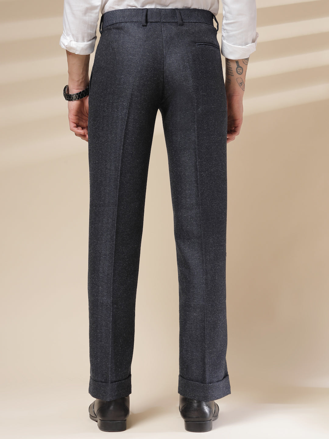 Navy Signature Flap Herringbone Gurkha Pants | Boot Cut Fit by Italian Vega® (Winter Warm)