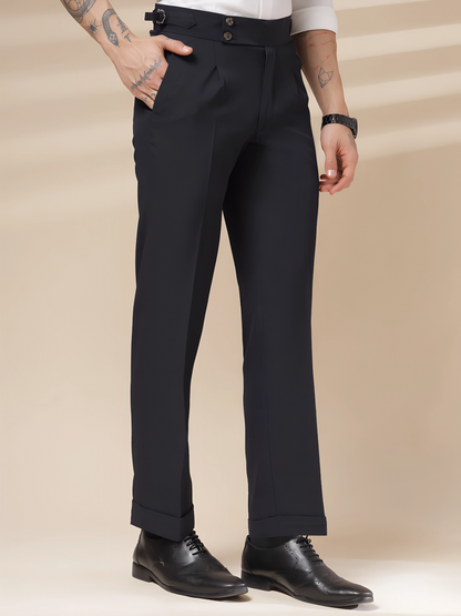 Navy Blue Signature Buttoned Formal Gurkha Pants by ITALIAN VEGA®