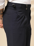 Navy Blue Signature Buttoned Formal Gurkha Pants by ITALIAN VEGA®