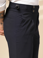 Navy Blue Signature Buttoned Formal Gurkha Pants by ITALIAN VEGA®