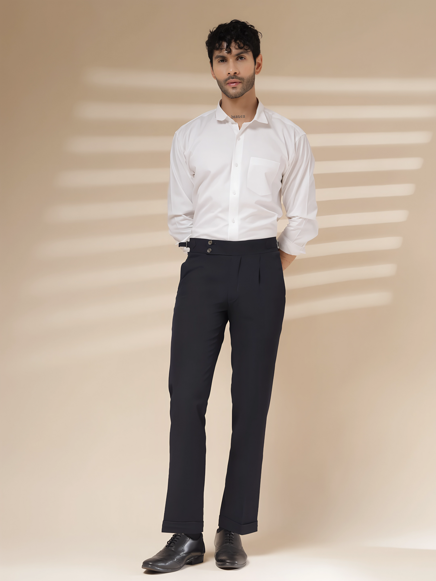 Navy Blue Signature Buttoned Formal Gurkha Pants by ITALIAN VEGA®
