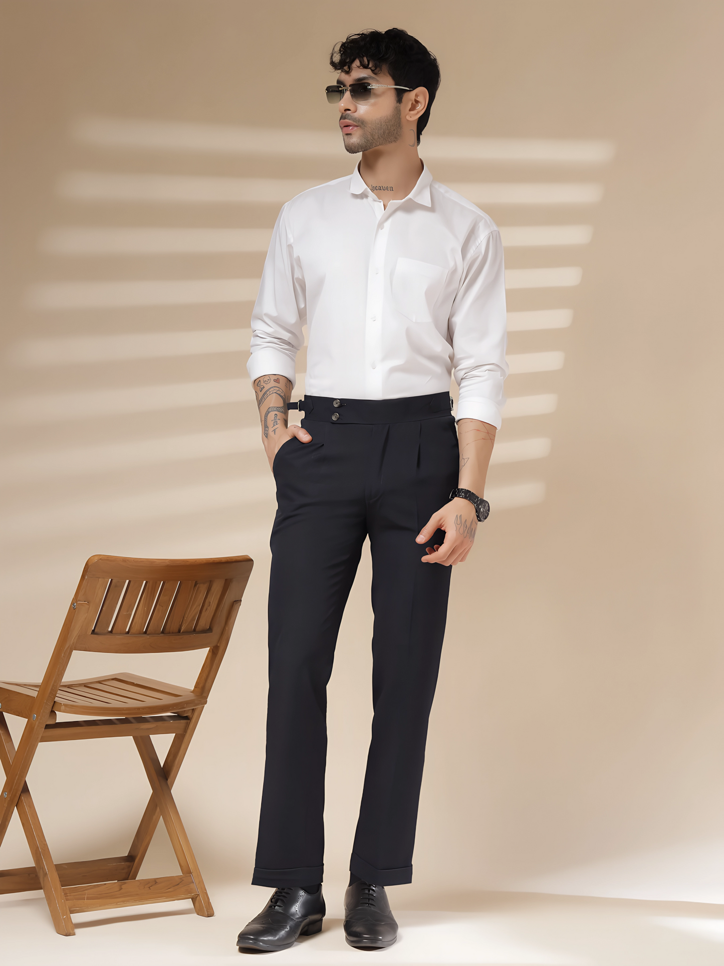 Navy Blue Signature Buttoned Formal Gurkha Pants by ITALIAN VEGA®
