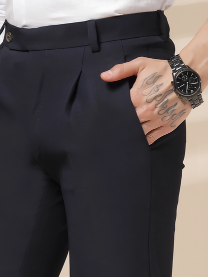 Navy Men Pleated Formal Trouser by Italian Vega®