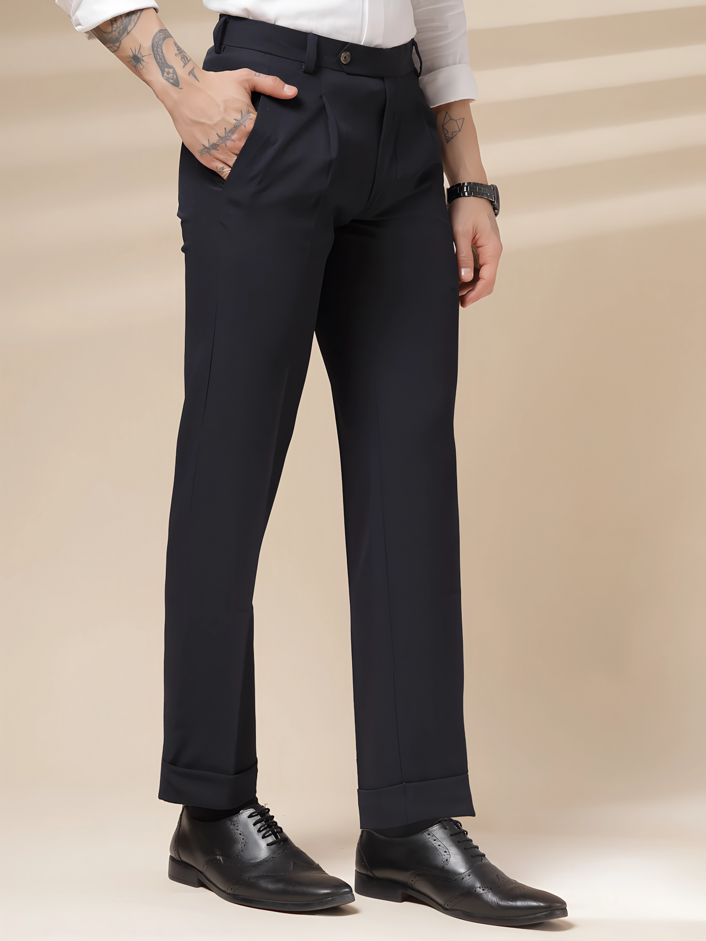 Navy Men Pleated Formal Trouser by Italian Vega®