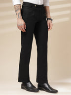 Black Linen Formal Pleated Gurkha Pants | Boot Cut Fit by Italian Vega®