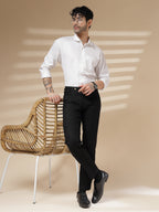 Black Linen Formal Pleated Gurkha Pants | Boot Cut Fit by Italian Vega®