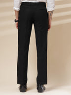 Black Linen Formal Pleated Gurkha Pants | Boot Cut Fit by Italian Vega®