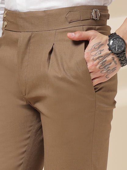 Khakhi Signature Buttoned Linen Gurkha Pants | Boot Cut Fit by Italian Vega®