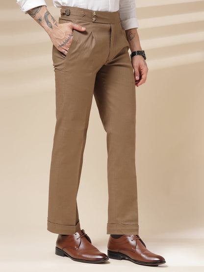 Khakhi Signature Buttoned Linen Gurkha Pants | Boot Cut Fit by Italian Vega®