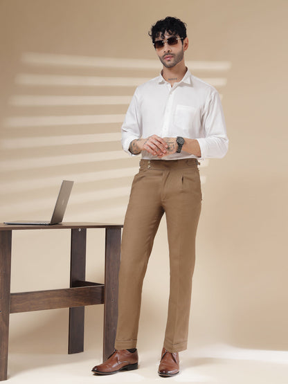 Khakhi Signature Buttoned Linen Gurkha Pants | Boot Cut Fit by Italian Vega®