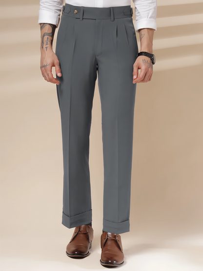 Stone Grey Signature Formal Gurkha Pants by ITALIAN VEGA®