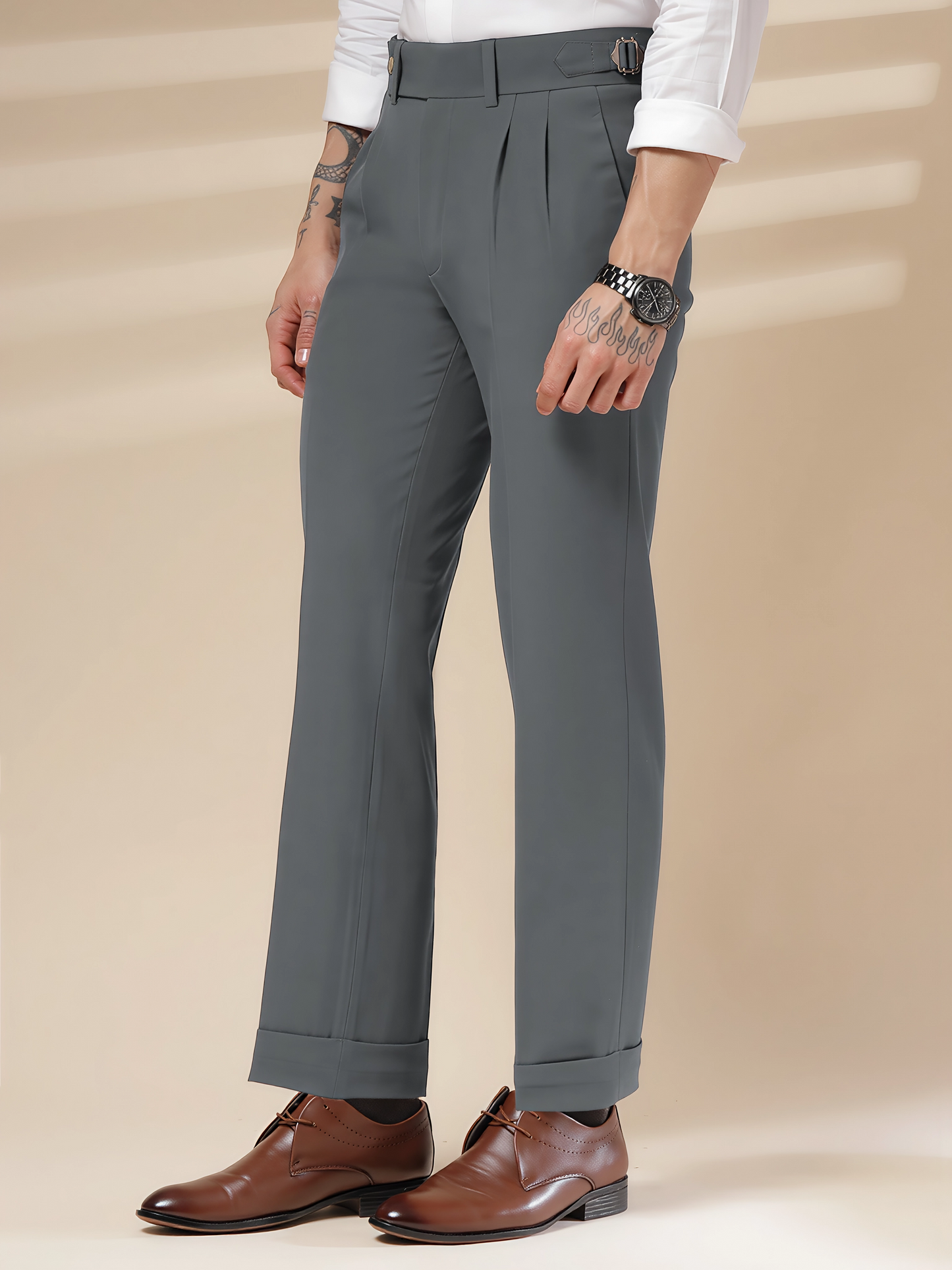 Stone Grey Signature Formal Gurkha Pants by ITALIAN VEGA®