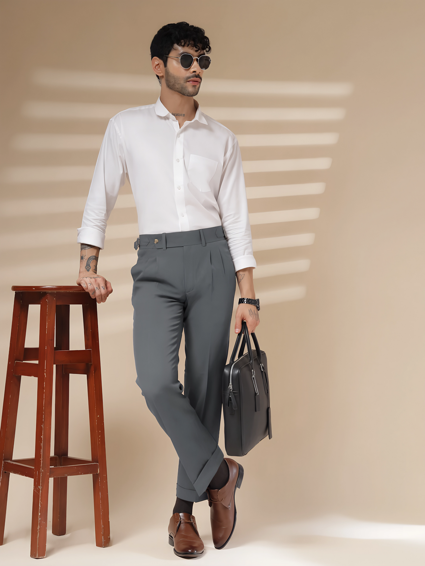 Stone Grey Signature Formal Gurkha Pants by ITALIAN VEGA®