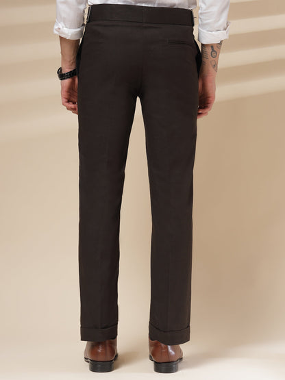 Brown Linen Classic Buckle Gurkha Pants – Boot Cut Fit by Italian Vega®