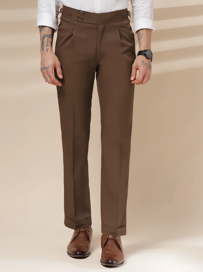 Brown Signature Buttoned Gurkha Pant by ITALIAN VEGA®