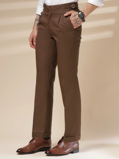 Brown Signature Buttoned Gurkha Pant by ITALIAN VEGA®