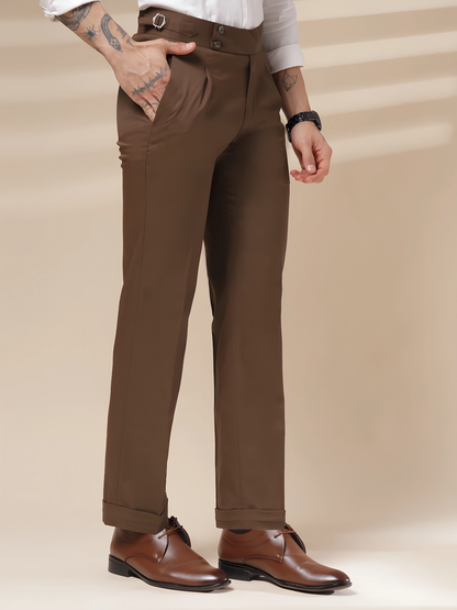 Brown Signature Buttoned Gurkha Pant by ITALIAN VEGA®
