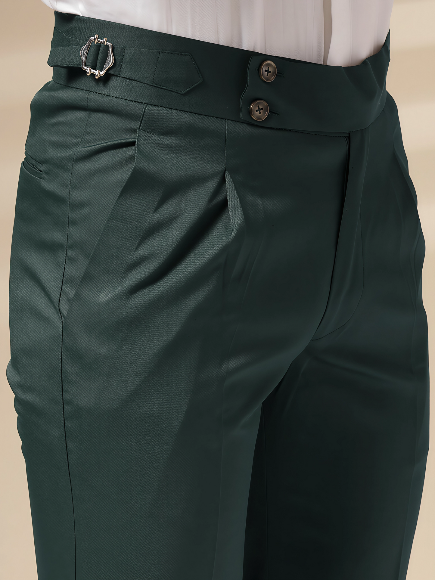 Bottle Green Signature Buttoned Formal Gurkha Pants by ITALIAN VEGA®