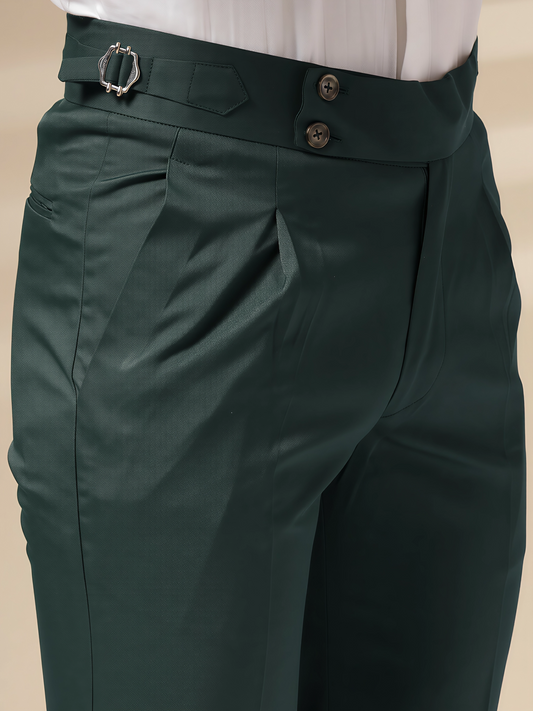 Bottle Green Signature Buttoned Formal Gurkha Pants by ITALIAN VEGA®