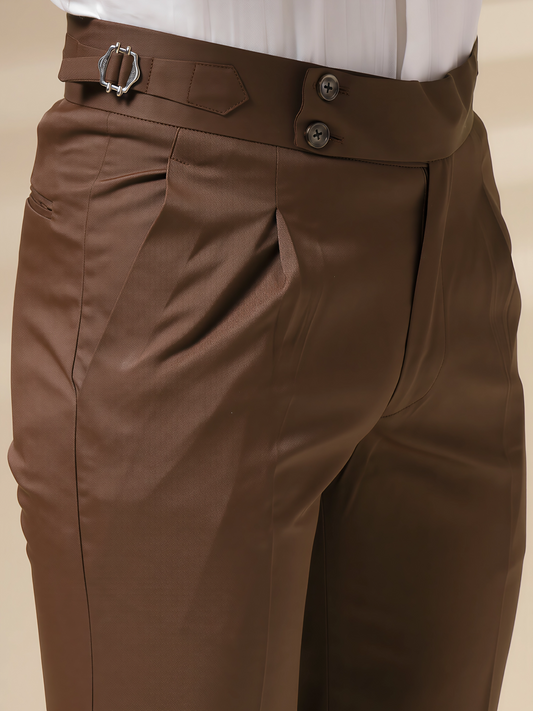 Brown Signature Buttoned Gurkha Pant by ITALIAN VEGA®
