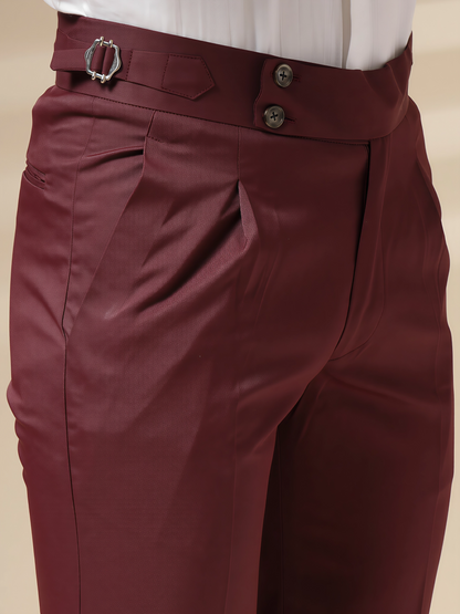Wine Signature Buttoned Formal Gurkha Pants by ITALIAN VEGA®