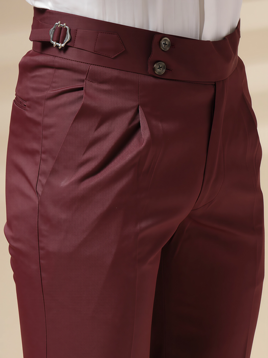 Wine Signature Buttoned Formal Gurkha Pants by ITALIAN VEGA®