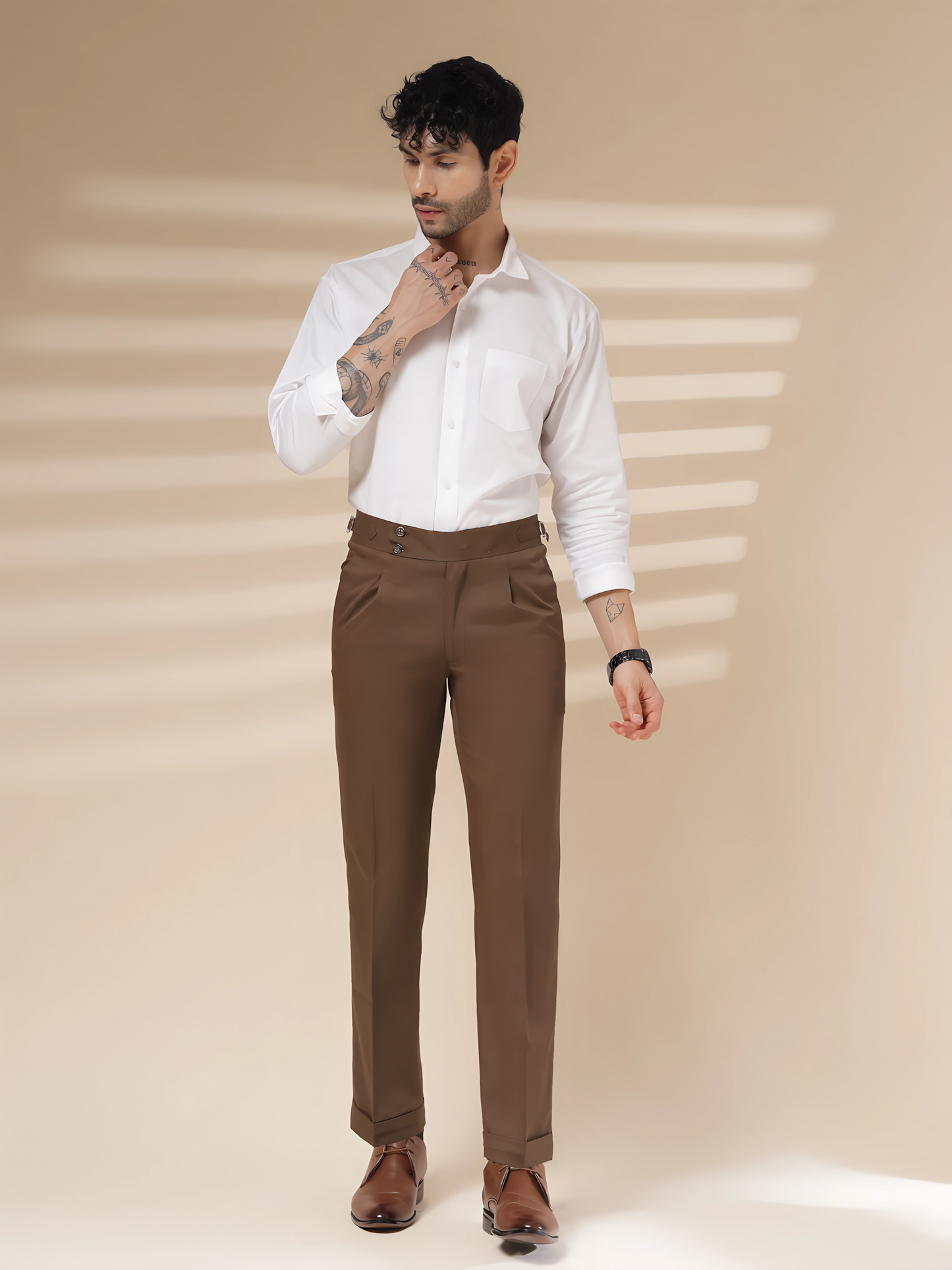 Brown Signature Buttoned Gurkha Pant by ITALIAN VEGA®