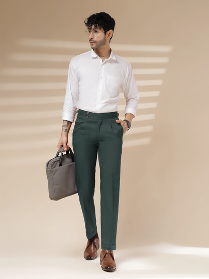 Bottle Green Signature Buttoned Formal Gurkha Pants by ITALIAN VEGA®