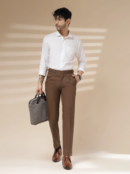 Brown Signature Buttoned Gurkha Pant by ITALIAN VEGA®
