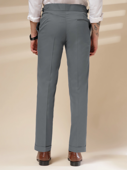 Stone Grey Signature Buttoned Formal Gurkha Pants by ITALIAN VEGA®