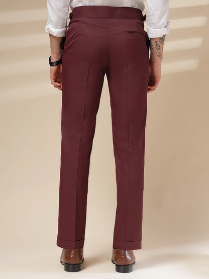 Wine Signature Buttoned Formal Gurkha Pants by ITALIAN VEGA®