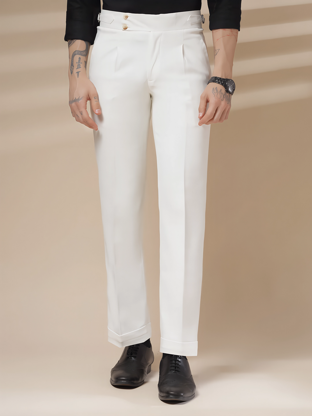 White Signature Buttoned Formal Gurkha Pants by ITALIAN VEGA®