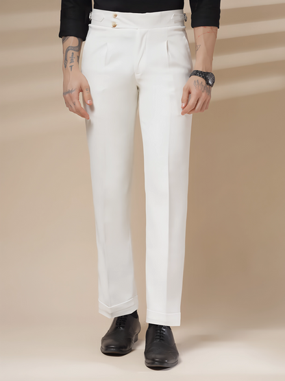 White Signature Buttoned Formal Gurkha Pants by ITALIAN VEGA®