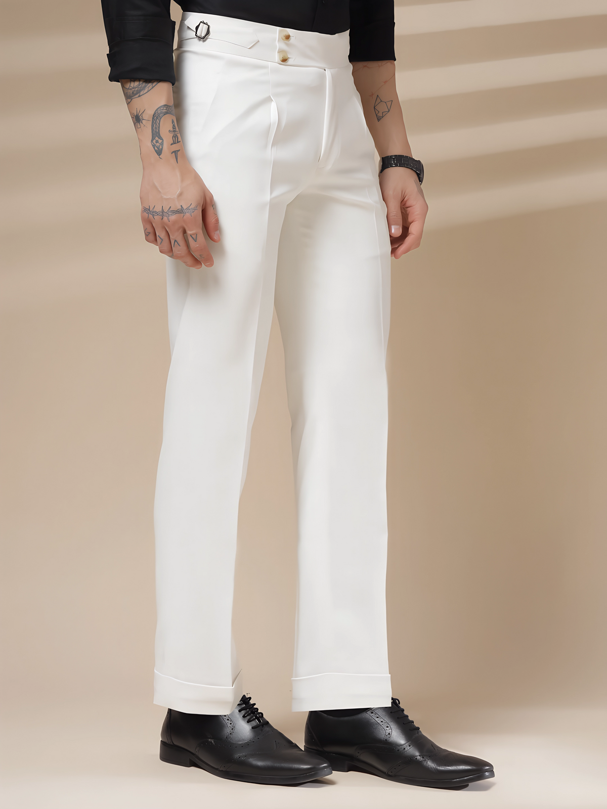 White Signature Buttoned Formal Gurkha Pants by ITALIAN VEGA®