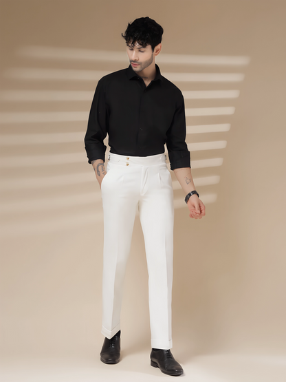 White Signature Buttoned Formal Gurkha Pants by ITALIAN VEGA®